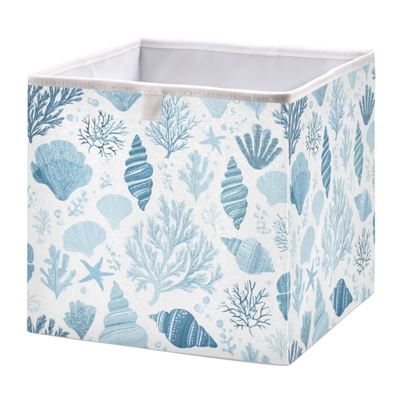 Fabric Storage Bins Foldable Cube For Home Organization Baskets Shells and Corals