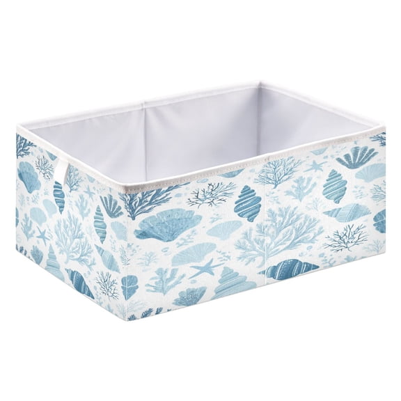Fabric Storage Bins Foldable Cube For Home Organization Baskets Shells and Corals