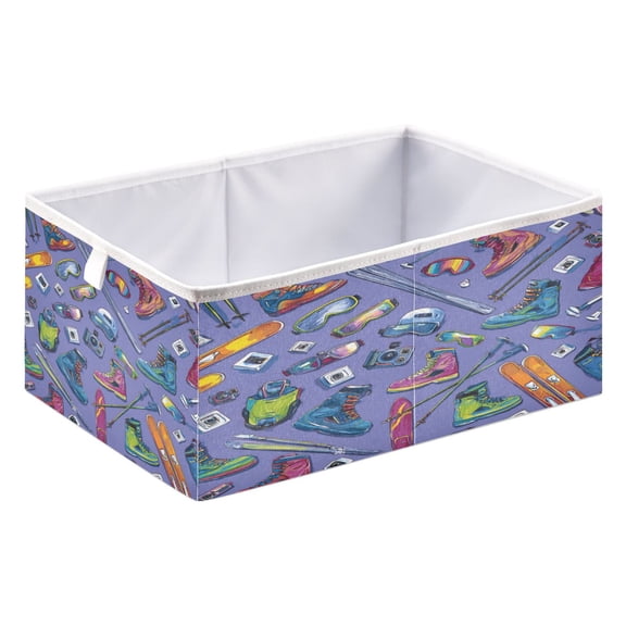 Fabric Storage Bins Foldable Cube For Home Organization Baskets Skis Poles Boots