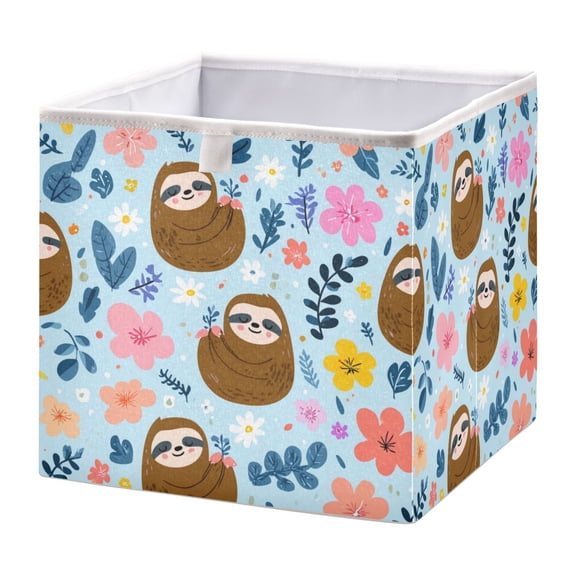 Fabric Storage Bins Foldable Cube For Home Organization Baskets Sloth