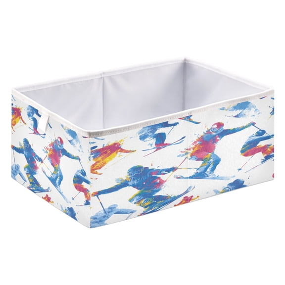 Fabric Storage Bins Foldable Cube For Home Organization Baskets Snowboarders