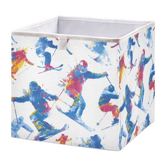 Fabric Storage Bins Foldable Cube For Home Organization Baskets Snowboarders