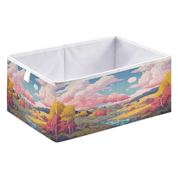 Fabric Storage Bins Foldable Cube For Home Organization Baskets Trees Mountains