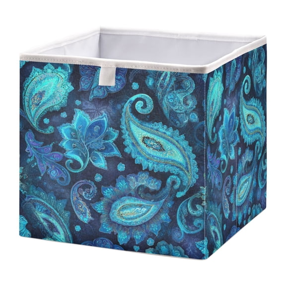 Fabric Storage Bins Foldable Cube For Home Organization Baskets Turquoise