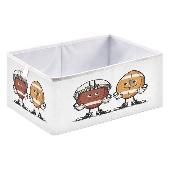Fabric Storage Bins Foldable Cube For Home Organization Baskets Two Football Characters