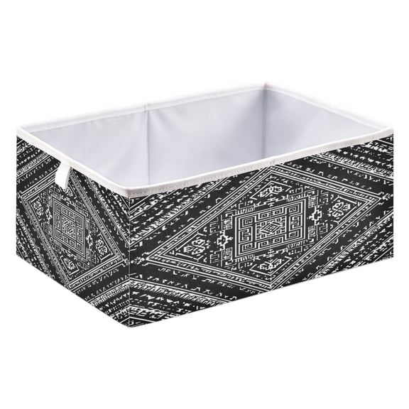 Fabric Storage Bins Foldable Cube For Home Organization Baskets White and Black Aztec Pattern