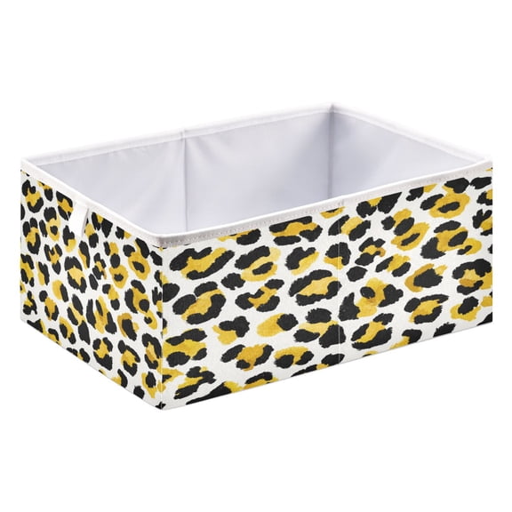 Fabric Storage Bins Foldable Cube For Home Organization Baskets Yellow Black Leopard Pattern