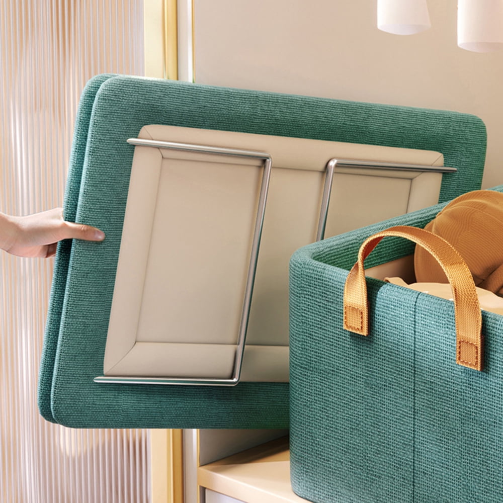 Fabric Storage Bins Organizer with Handles Storage Boxes for Wardrobe Shelf Under Bed Green
