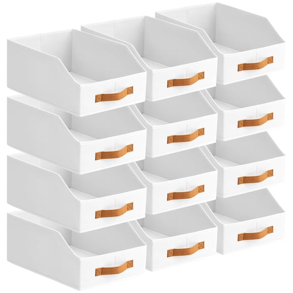 Fabric Storage Bins for Organizing - 6 Pack Large Trapezoid Collapsible Storage Bins with Front Handle, Closet Organizers and Storage for Bedroom, Home Shelves, Small Spaces, Beige