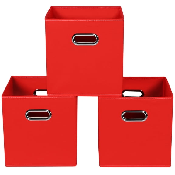 Fabric Storage Bins Set of 3 with Handles, Foldable Cube Organizers for Closet and Home Storage, 11x11x11 Inches, Gray