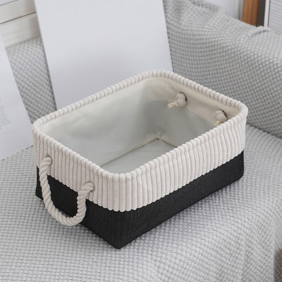 Fabric Storage Bins for Shelves, Linen Storage Baskets for Organizing, Bathroom Storage Basket for Cosmetics Towels Toilet Paper, Toilet Tank Basket with Rope Handles for Toilet