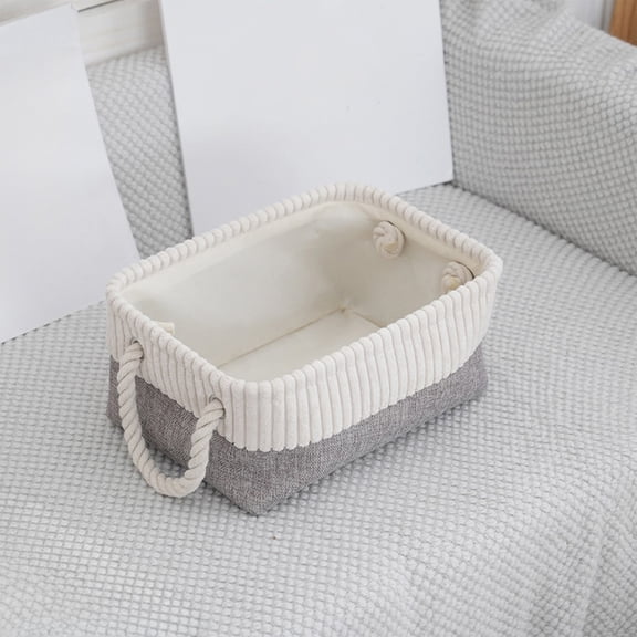 Fabric Storage Bins for Shelves, Linen Storage Baskets for Organizing, Bathroom Storage Basket for Cosmetics Towels Toilet Paper, Toilet Tank Basket with Rope Handles for Toilet