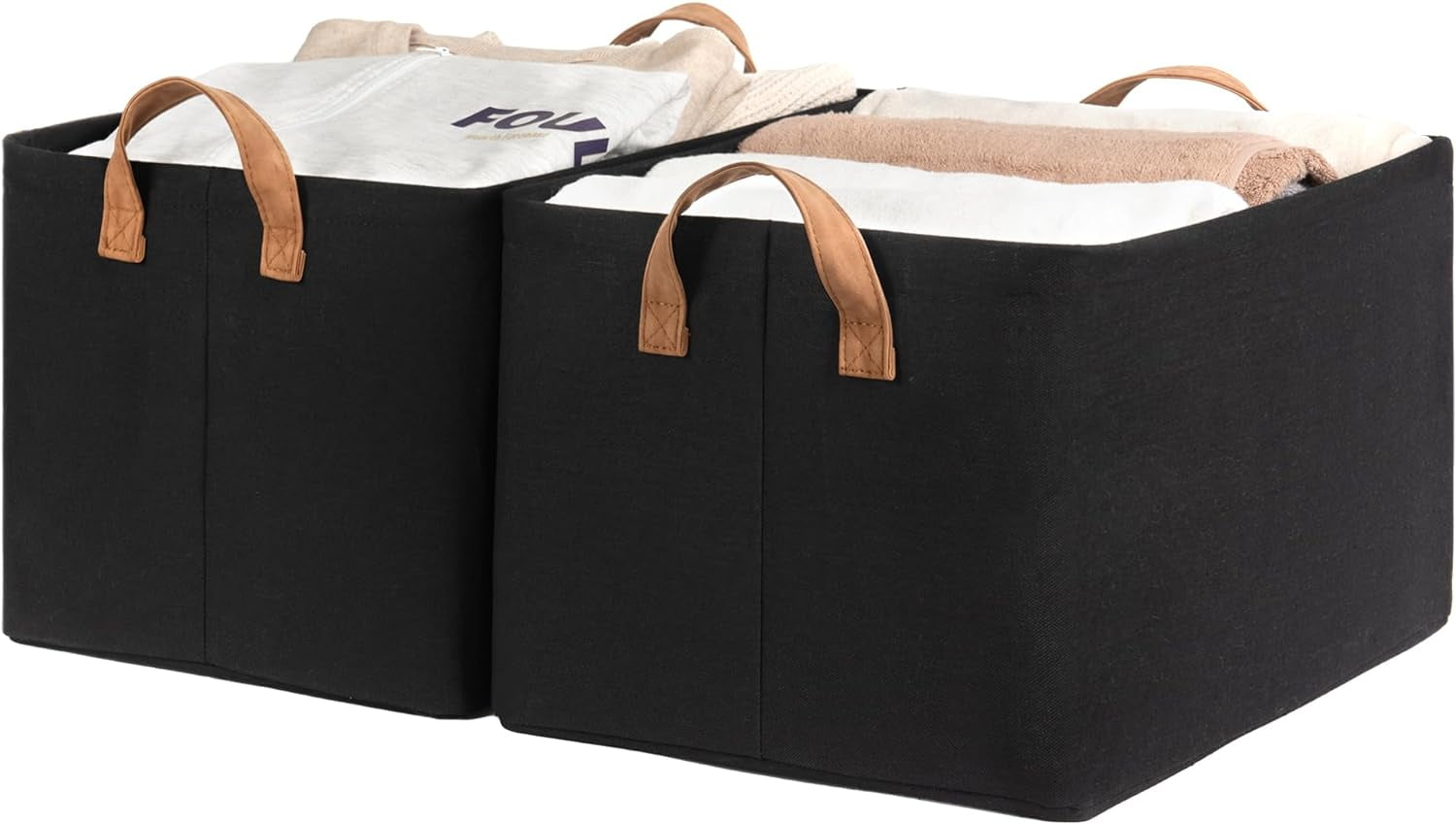 Fabric Storage Bins for Shelves, Extra Large Storage Baskets with Metal