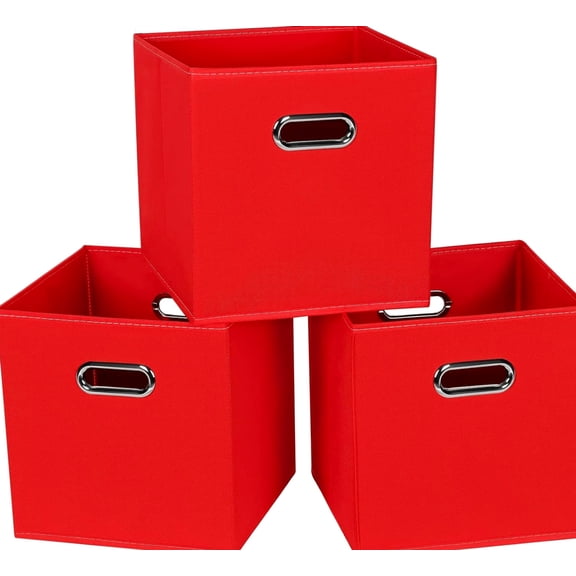Fabric Storage Bins with Cubes Baskets Containers-11X11X11 Red