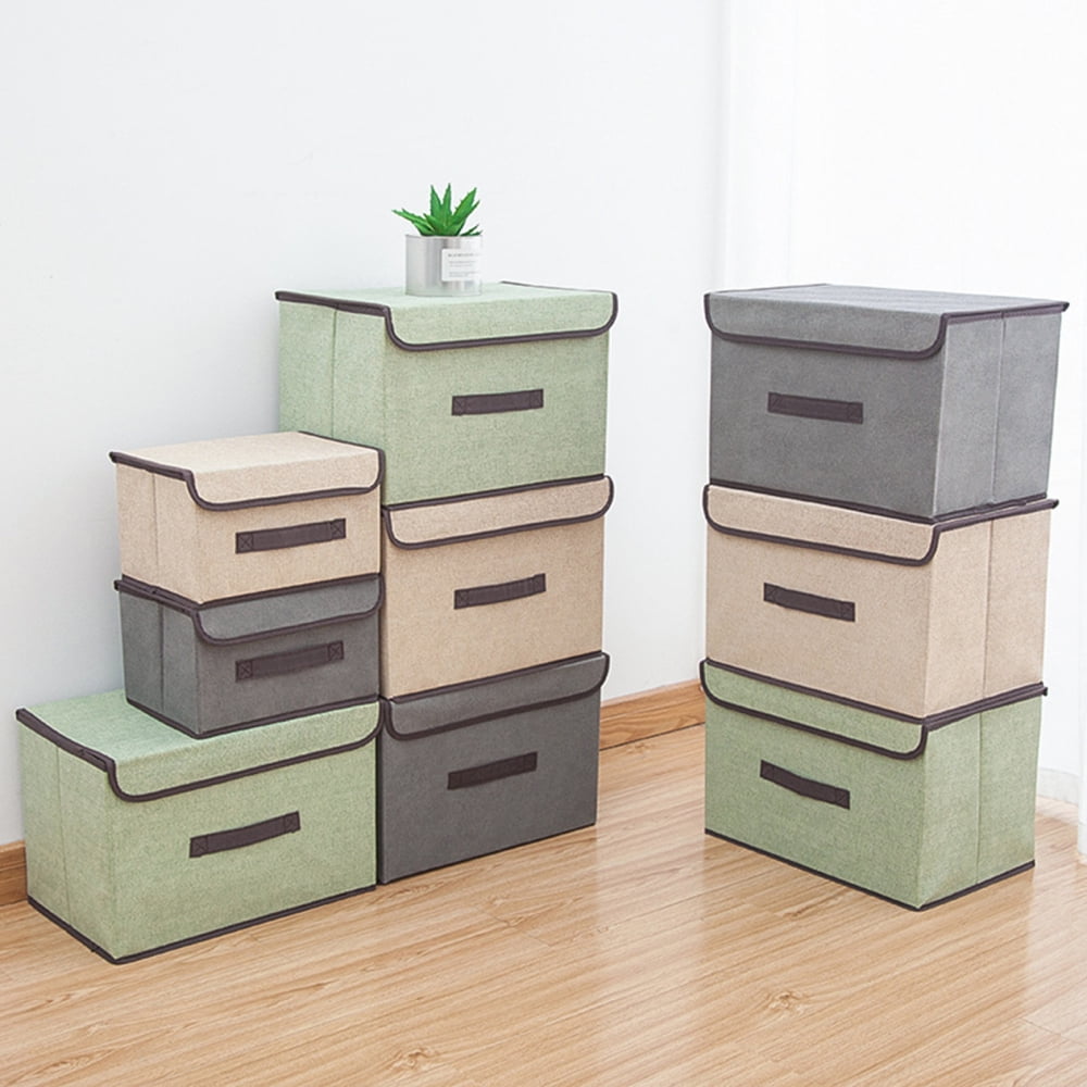 Fabric Storage Bins with Lids with FlipTop Lid Storage Box for Shelf
