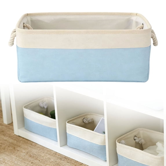 Fabric Storage Box,14X6.3X10.2inch Storage Basket with Handles, Reinforced Storage Bin, Closet Organizer, Shelf Storage Container, Home Storage Bin for Bedroom Living Room Organization