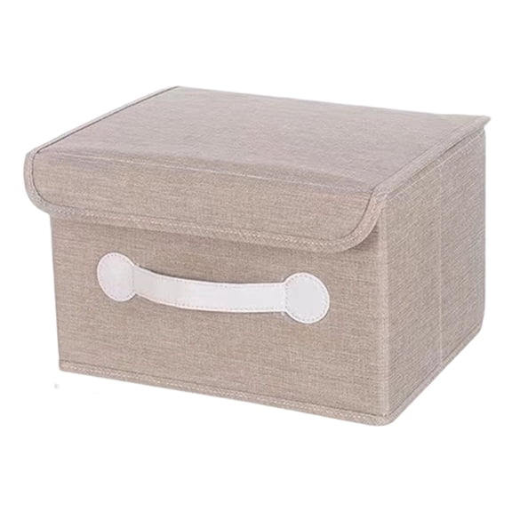 Cozival Cotton Linen Drawer Storage Box with Lid - Foldable Fabric Organizer for Clothes, Socks, Scarves, Ties - Stackable Wardrobe Solution - Breathable & Sturdy, Foldable Wardrobe Organizer, Beige