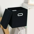 thumbnail image 1 of Fabric Storage Box Foldable Organizer Bin | 11x11x11 in | Durable Cloth Material | Sturdy Lid | Collapsible Space Saver | Beige or Gray | 1 Pc Home Storage, 1 of 6