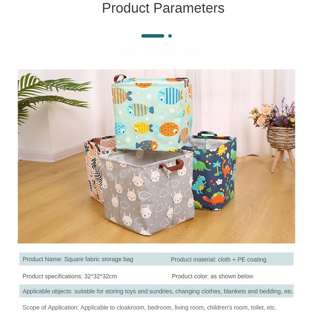 Fabric Storage Box Organizer Cotton and Linen Desktop Organizer Cartoon