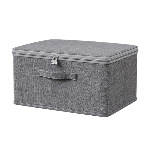 Fabric Storage Box with Combination Lock, Collapsible Clothes Wardrobe Storage Box with Lid for Bedding, Clothes, Quilts, Sweater