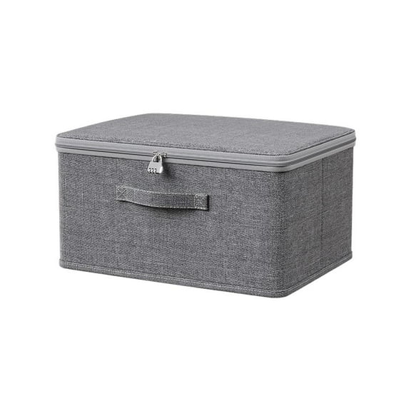 Fabric Storage Box with Combination Lock, Collapsible Clothes Wardrobe Storage Box with Lid for Bedding, Clothes, Quilts, Sweater