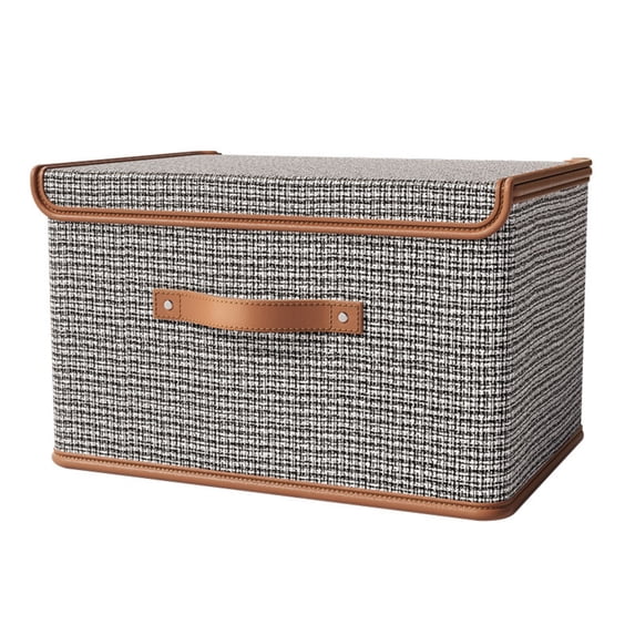 Fabric Storage Box with Lids, Storage Baskets for Closet Organization,Collapsible Storage Containers for Home Office Closet Black M