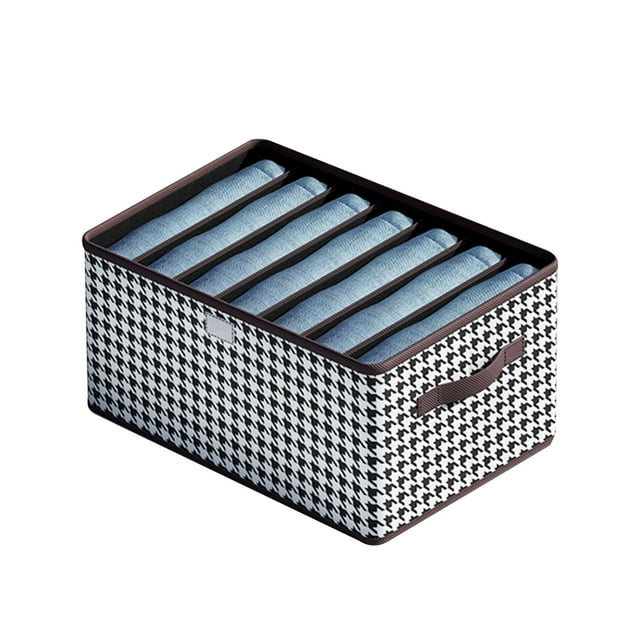 Fabric Storage Boxes with Lids Houndstooth Quilt Bins with Handle
