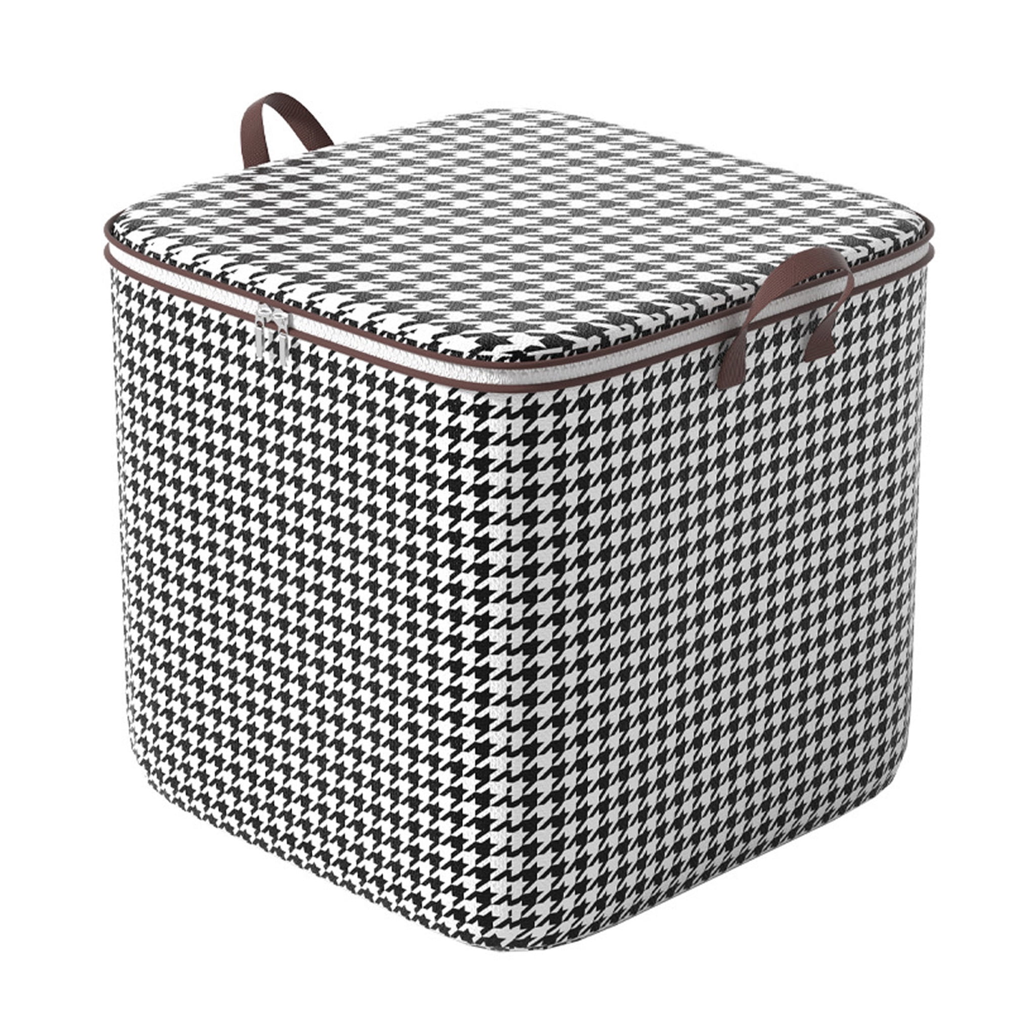 Fabric Storage Boxes with Lids Houndstooth Quilt Bins with Handle - Walmart.com