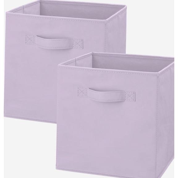 Fabric Storage Cubes 2 Pack Light with Lavender Closet Organizer Bins 11 Inch, Light Lavender