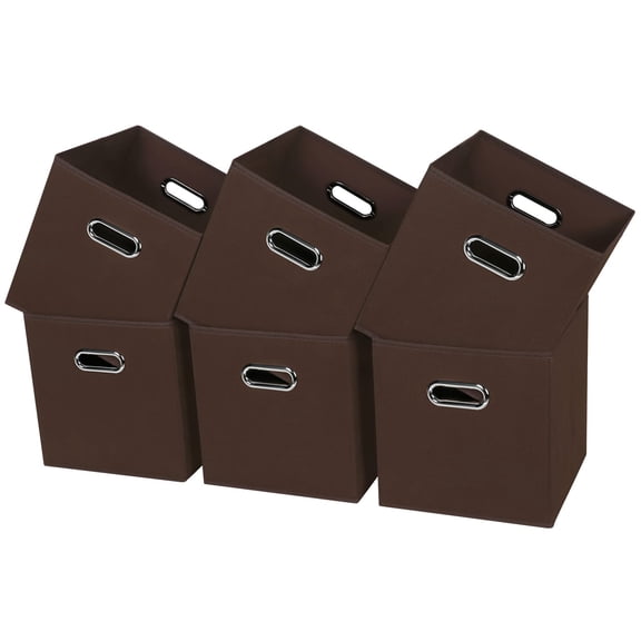Fabric Storage Cubes Coffee 6 Pack Foldable Organizer Bins
