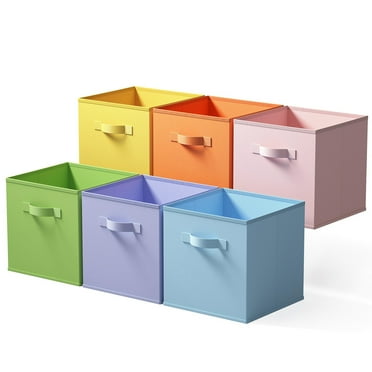 Fabric Storage Cubes,Toy Bin,Colored Storage Cube Organizer Bins,Collapsible Storage Baskets for Clothes,Books,Toys,6-Pack,Small,colorful