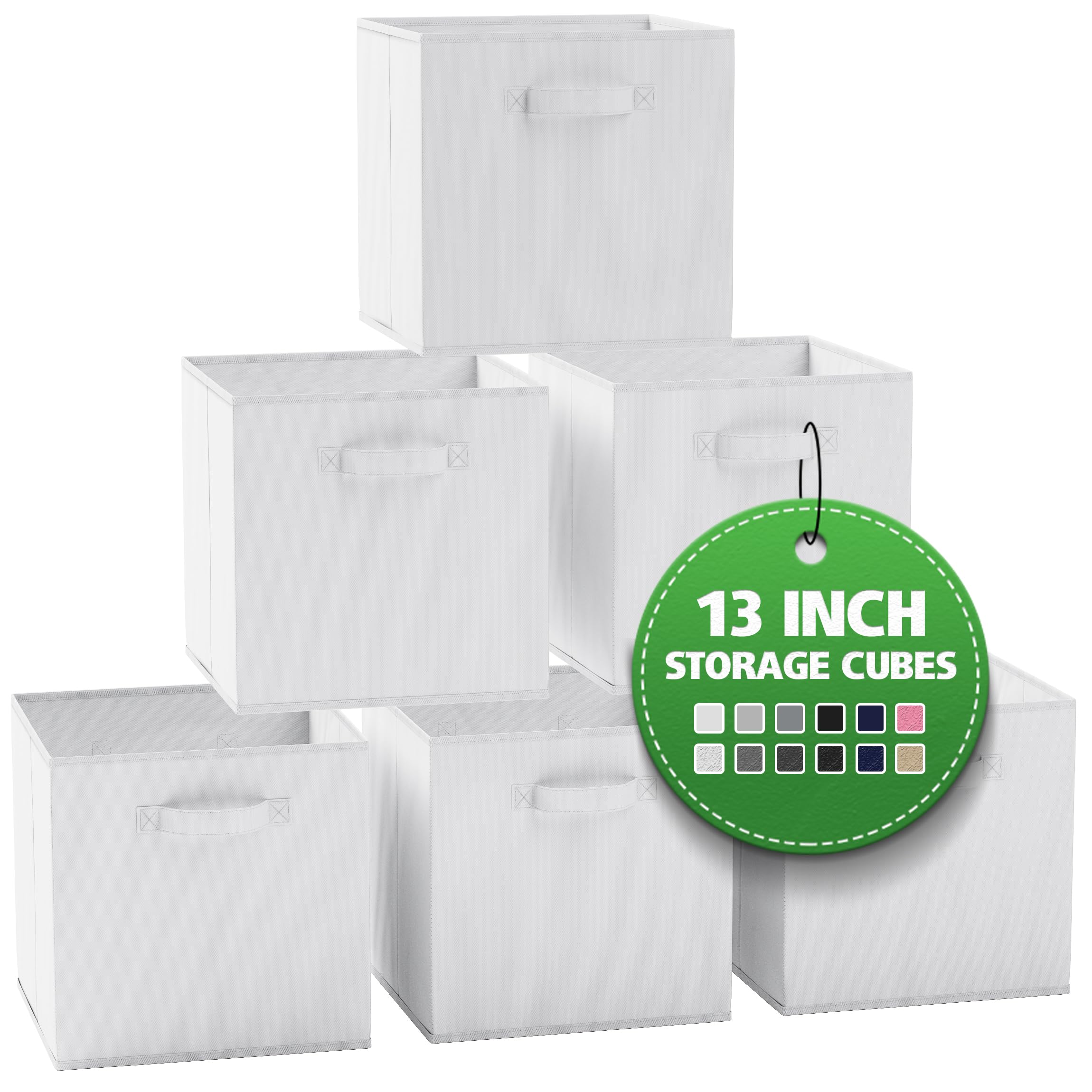 Fabric Storage Cubes for YPF5 Cube Organizer 6 Pack Heavy Duty White Storage Bins 13 Inch