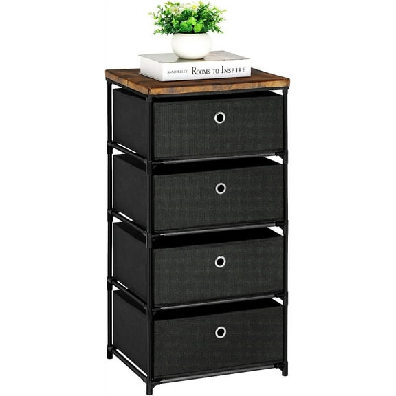 Oumilen Adult Fabric Storage Dresser 4 Drawers Storage Organizer, Black