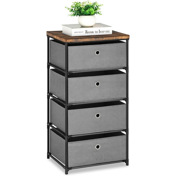 Fabric Storage Dresser 4 Drawers Storage Organizer, Gray