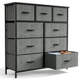 Fabric Storage Dresser with 9 Drawers, Steel Frame and Wooden Top for
