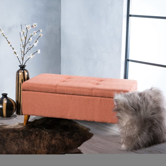 Fabric Storage Ottoman Bench / Store Board Games, Add Seating in Living Room