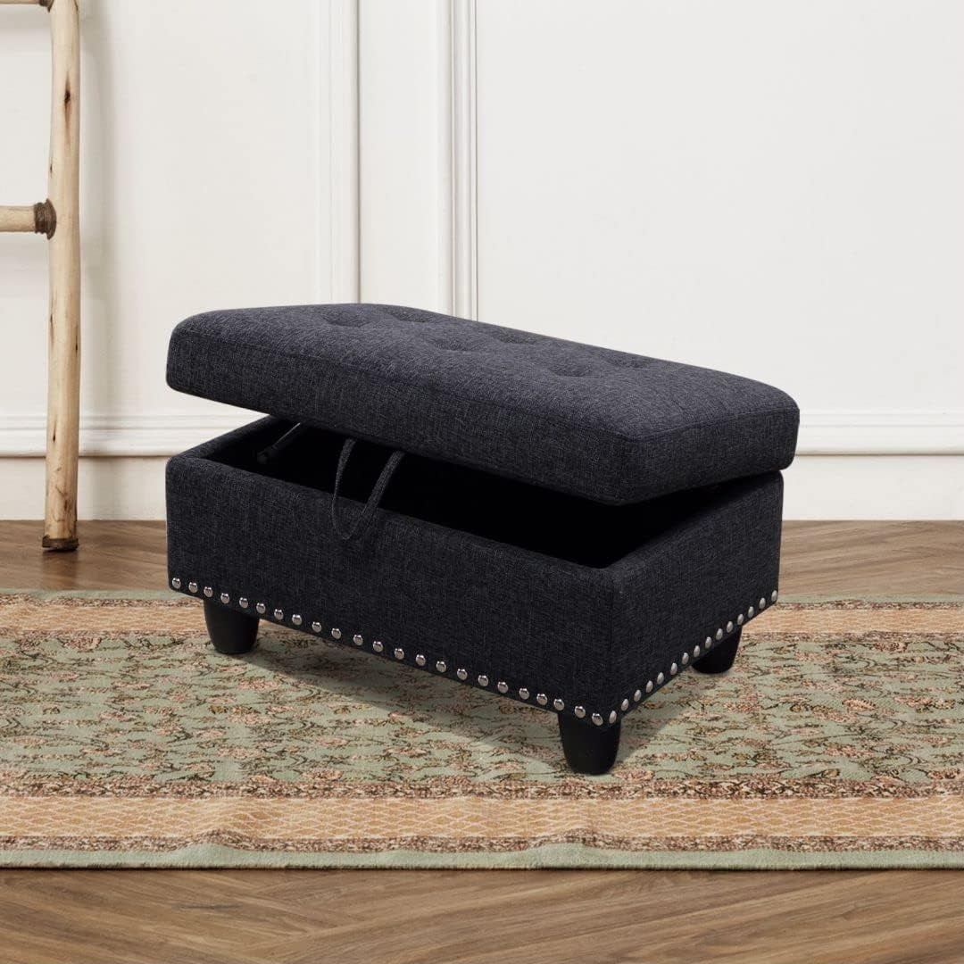 oversized black tufted bench