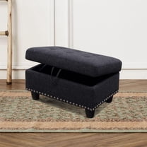 Fabric Storage Ottoman,Oversized Tufted Ottoman  with Storage,Square Storage Ottoman with Lid Lifting Function for Living Room/Bedroom/Apartment(Black)