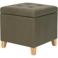 thumbnail image 1 of Fabric Storage Ottoman with Hinged Lid, Square Foot Rest Stool Tufted Cube Footstool, Moss Yellow-Green, 1 of 14