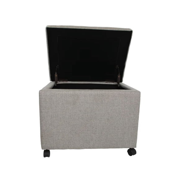 Fabric Storage Ottoman with Rolling Casters, Traditional Mobile File Storage Ottoman for Home & Office