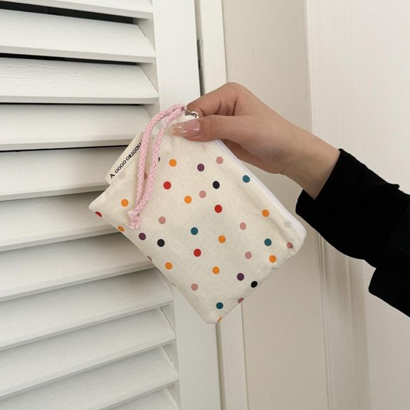 Fabric Storage Pouch Romantic Heart Pattern Design Cosmetic Bag For Women Portable Makeup Square Bag Travel Beauty Bag