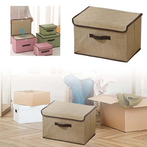 Fabric Storage with Lid Foldable Home Textile Organizer for Wardrobe Clothes Practical Space Saving Storage Solution Large Capacity