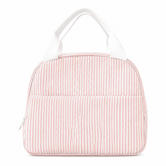 Fabric Striped Lunch Bag, Large Capacity Lunch Box Bag, Office Commute Handheld Thermal Tote for Work