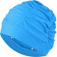 thumbnail image 1 of Fabric Swim Caps for Women Swimming for Long Hair Nylon Cloth Swim Cap Pleated Elastic Comfort Bathing Cap Swim Hats Keep Hairstyle Unchanged, 1 of 7