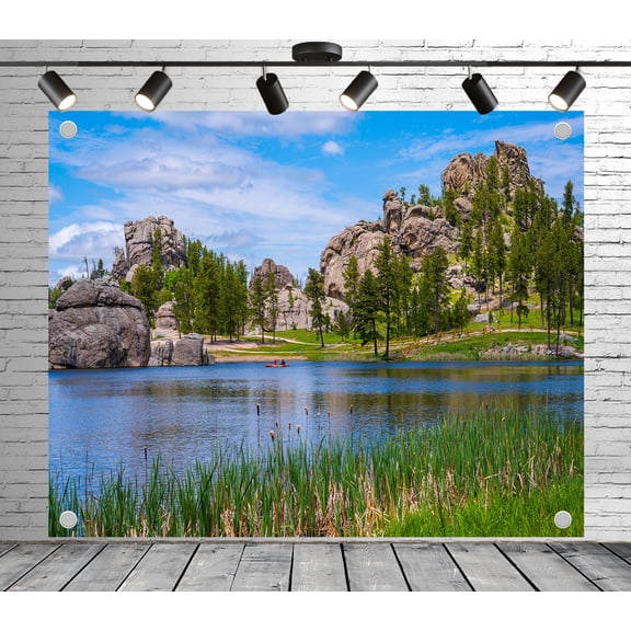 Fabric Sylvan Lake Scenic Backdrop(Suitable for Home Decoration, Photoshoots, and Nature - Themed Backgrounds)Outdoor Landscape Fabric Banner