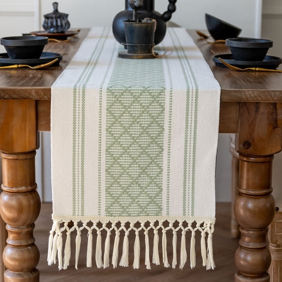 Fabric Table Runner and Placemat, 34x120cm Decorative Cover for Wardrobe Cabinet Bed, Elegant Rectangular Tablecloth for Home Living Room Dining Decor, Modern Minimalist