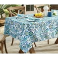 thumbnail image 1 of Fabric Tablecloth, Corfu Mediterranean Blue Paisley, 60 x 102 Inch, Indoor Outdoor Stain and Water Resistant Heavy Weight Table Cover, Shabby Chic Blue Floral, 1 of 6