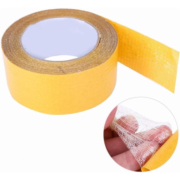Fabric Tape Double Sided, 2" X 20Yards,Double Clear Tape,Durable Pipe Tape,Double Sided Carpet Tape,Easy to Remove Without Residue, for Wall Decor,Rugs and Clothing etc.(Yellow)