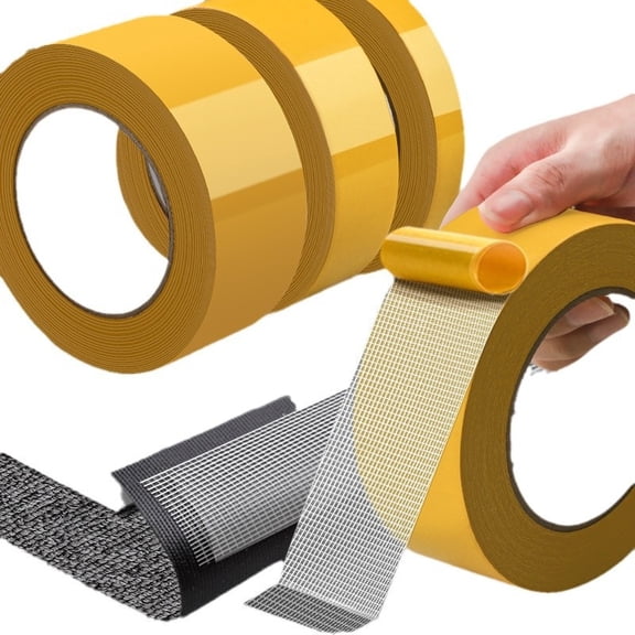Fabric Tape Double Stick Heavy Duty Two Sided Tape, Removable High Adhesive Carpet Tape 2 Inch X 65FT, Multipurpose Double Sided Fabric Tape for Clothes Hem, Rugs, Walls, Woodworking & DIY Handcrafts