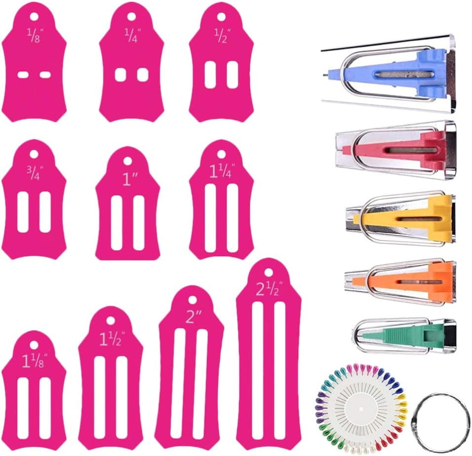 Fabric Tape Maker 1 Set Pin Bag Plastic Tweezers Fabric Binding Maker Quilt Kit Quilting Tool